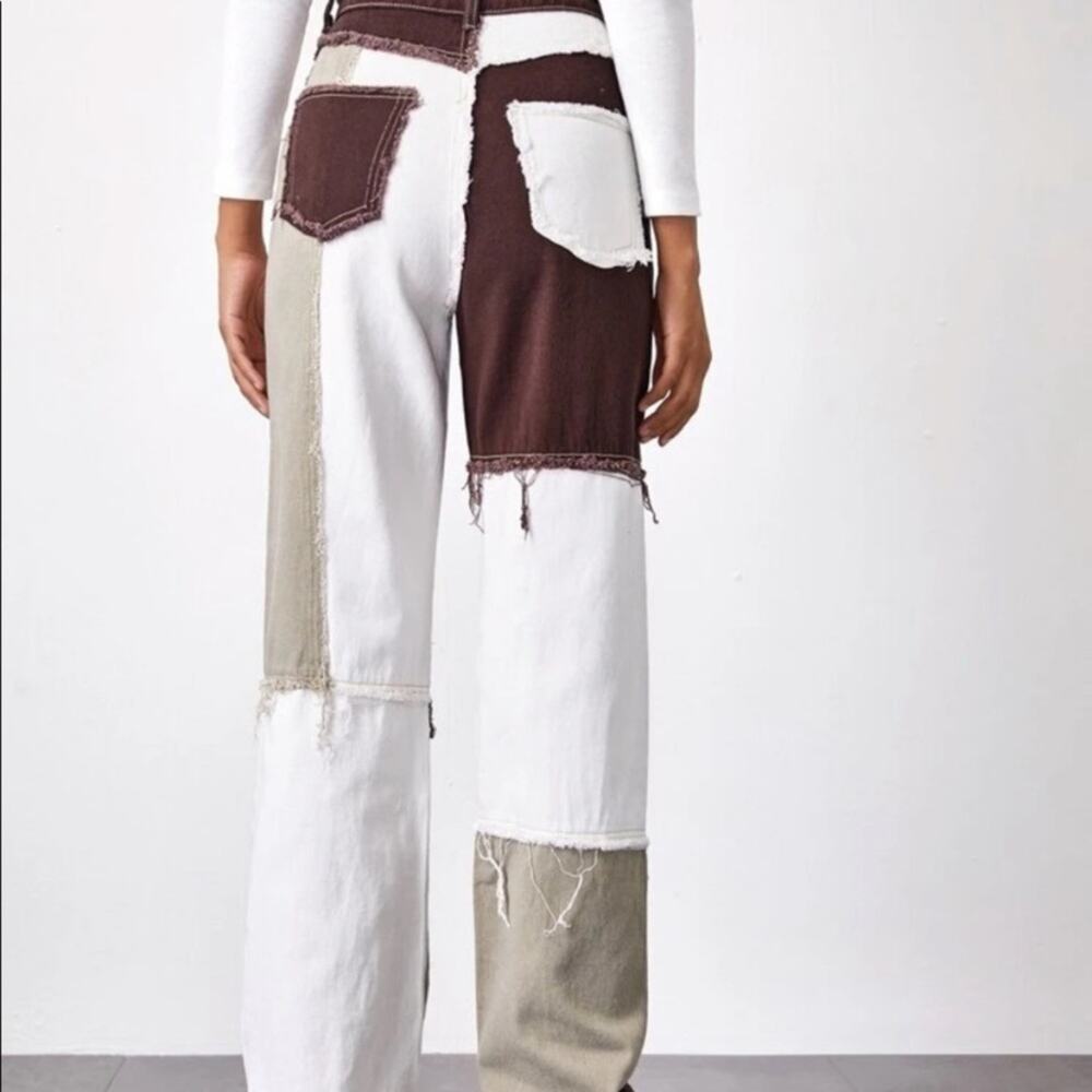 Distressed Patchwork Tri-Tone Hi Rise Jeans Size XS - Picture 3 of 8